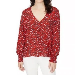 NWT Sanctuary Red Animal Print V-neck Blouse